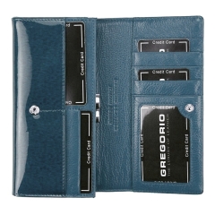 Gregorio PT-100 BLUE portfel damski skórzany niebieski