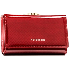 Peterson PTN 42108-SBR 7389 Red portfel damski skórzany czerwony