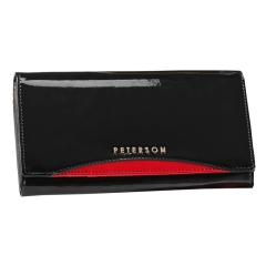 Peterson PTN BC-466-BLACK/RED RFID  portfel damski skórzany czarny