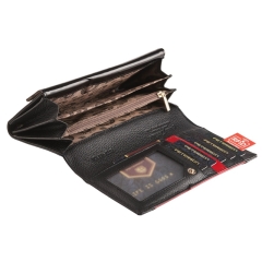 Peterson PTN BC-466-BLACK/RED RFID  portfel damski skórzany czarny