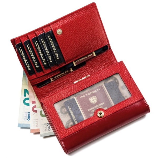 Peterson PTN PL-445-1537 RED portfel damski skórzany czerwony
