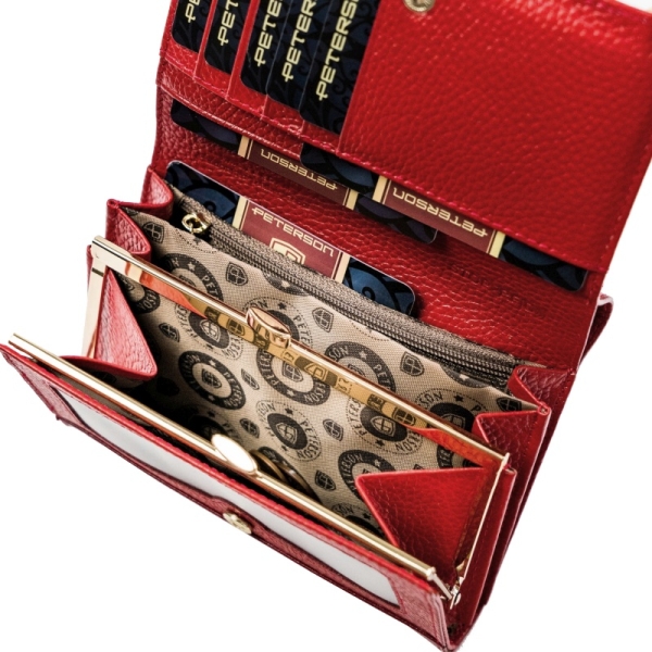 Peterson PTN PL-445-1537 RED portfel damski skórzany czerwony