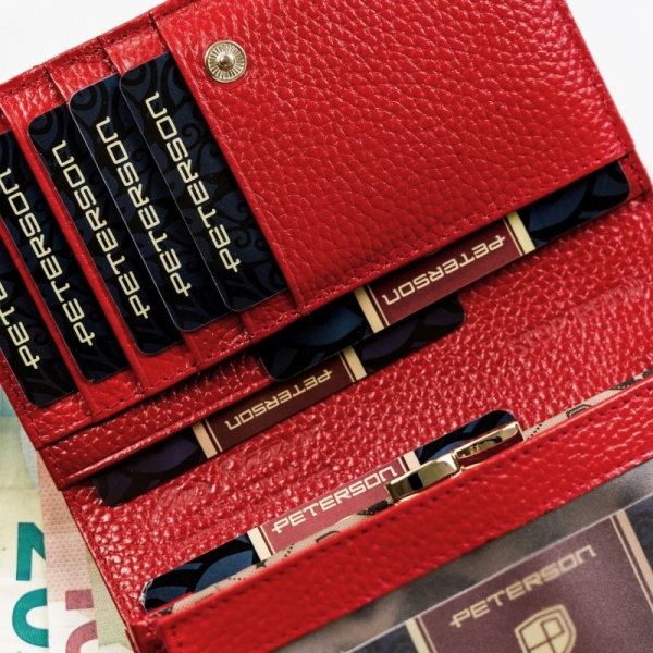 Peterson PTN PL-445-1537 RED portfel damski skórzany czerwony