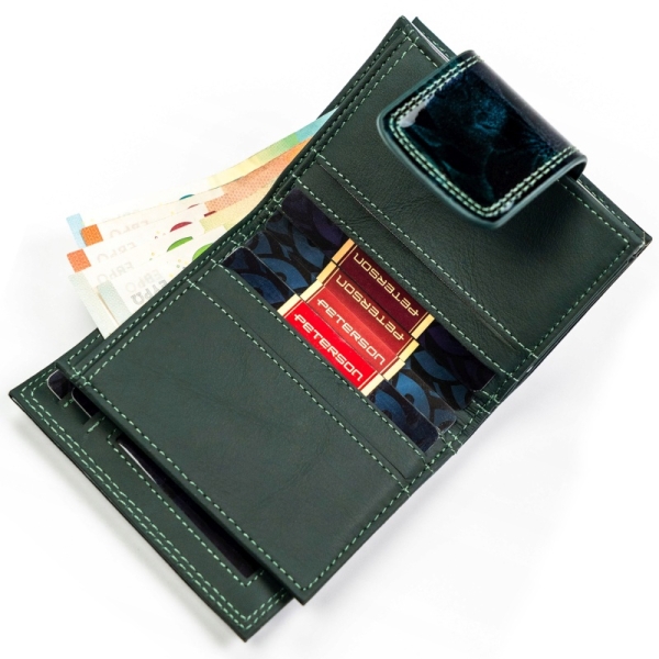 Peterson PTN PS329-FDS/1879 GREEN portfel damski skórzany zielony