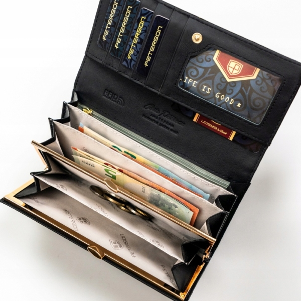 Peterson PTN PX24-CNF/5402 BLACK portfel damski skórzany czarny