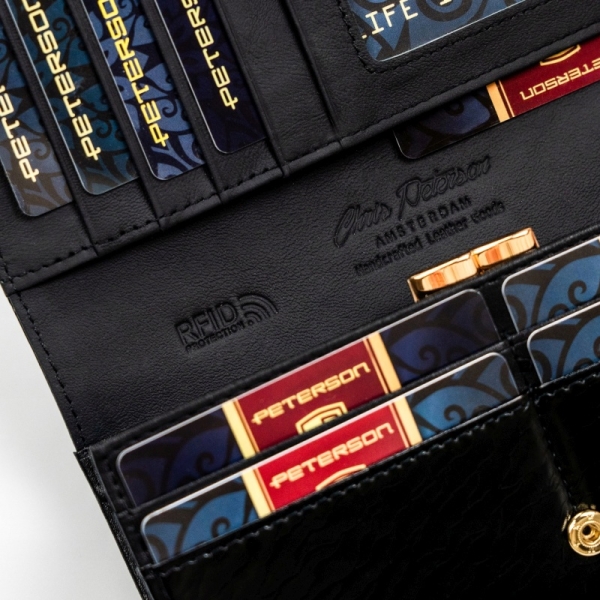Peterson PTN PX24-CNF/5402 BLACK portfel damski skórzany czarny