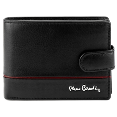 Pierre Cardin YS605 8825A BLACK+RED portfel męski skórzany czarny
