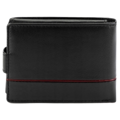 Pierre Cardin YS605 8825A BLACK+RED portfel męski skórzany czarny