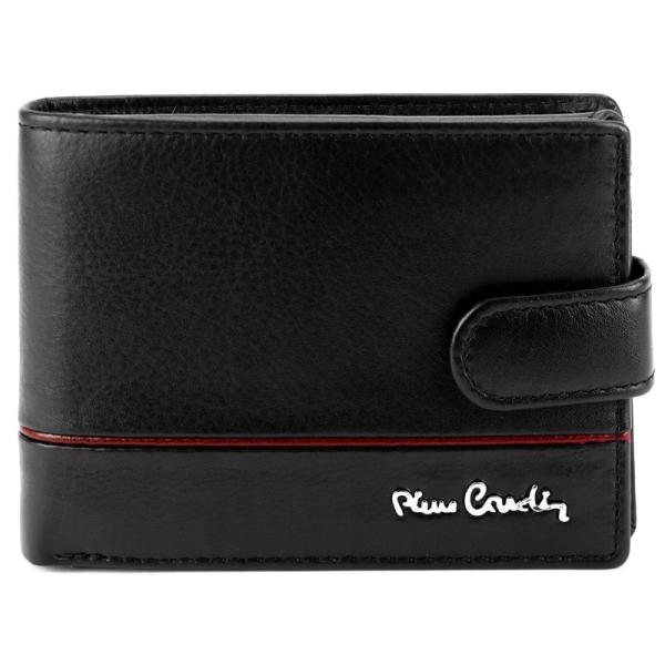 Pierre Cardin YS605 323A BLACK+RED portfel męski skórzany czarny