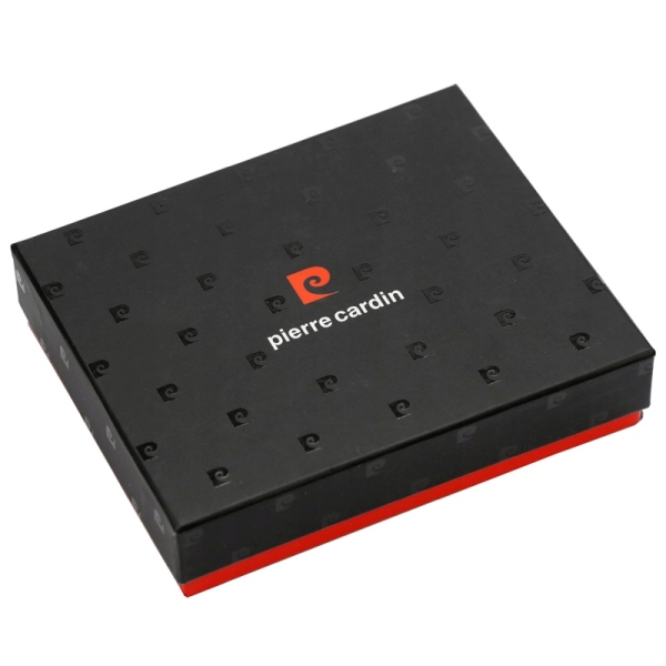Pierre Cardin YS605 323A BLACK+RED portfel męski skórzany czarny