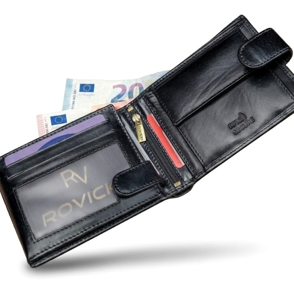 Rovicky DAR 37 N992L-RVT/0537 BLACK portfel męski skórzany czarny