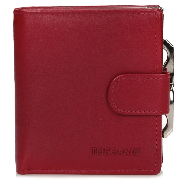 Toscanio T1124 CZERWONY portfel damski skórzany czerwony