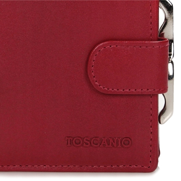 Toscanio T1124 CZERWONY portfel damski skórzany czerwony