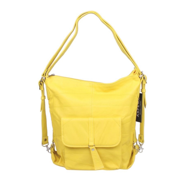 MIL OLA torebka-plecak skórzany damski żółty