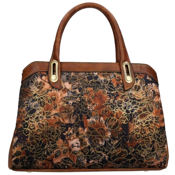 Laura Vita ARAMIS 11 ZC230104-Q CAMEL torebka damska brązowa w kwiaty
