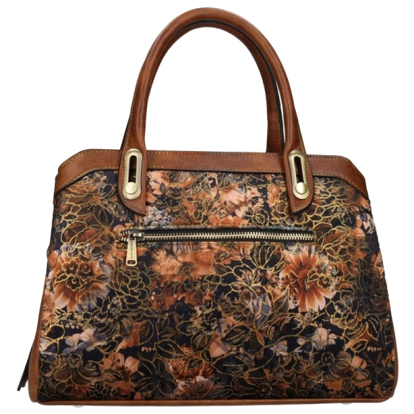 Laura Vita ARAMIS 11 ZC230104-Q CAMEL torebka damska brązowa w kwiaty