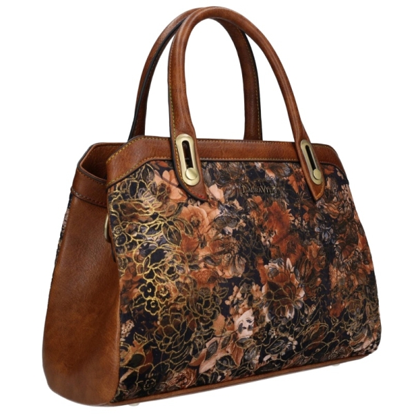Laura Vita ARAMIS 11 ZC230104-Q CAMEL torebka damska brązowa w kwiaty