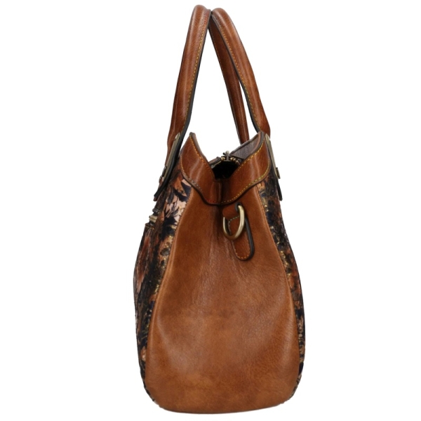 Laura Vita ARAMIS 11 ZC230104-Q CAMEL torebka damska brązowa w kwiaty