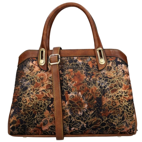 Laura Vita ARAMIS 11 ZC230104-Q CAMEL torebka damska brązowa w kwiaty