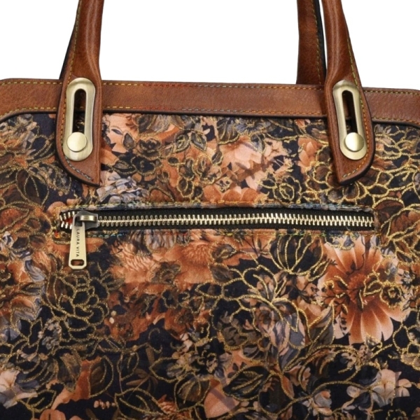Laura Vita ARAMIS 11 ZC230104-Q CAMEL torebka damska brązowa w kwiaty