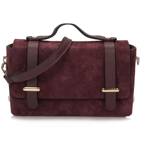 Toscanio TOS G190 BORDO D54 torebka damska skórzana burgundowa